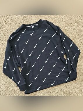 Nike Black Sweatshirt with White Swoosh Print